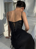 Suninheart Summer Black Spaghetti Strap Lace Up Formal Dress Sequin Hollow Out Prom Party Evening Dress Sexy Women New In Dress