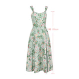 Suninheart Summer Dress Women 2023 Green Lace Up Floral Print Dress Elegant with Boning Casual Party Holiday Dress High Quality