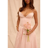 Suninheart Fashion Summer Dresses 2024 Pink Strapless Wedding Guest Long Corset Dress Elegant Flare Party Dresses Women Clothing