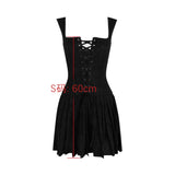 Suninheart Lace Up One Piece Dresses for Women 2023 Vintage Embroidery A Line Pleated Dress Mini Xmas Birthday Party Dress Sexy